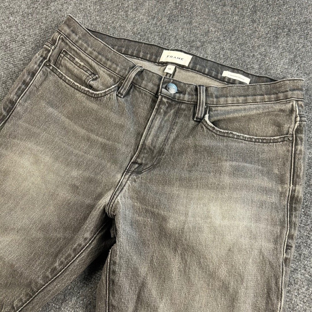 FRAME L'Homme Skinny Mens Jeans Size 32 Faded Grey Charcoal Denim Slim Fit